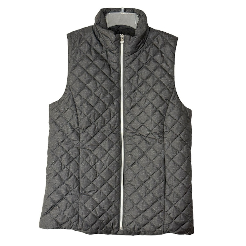 Banana Republic Factory Quilted Puffer Vest Zip Front Lightweight Gray Small NWT